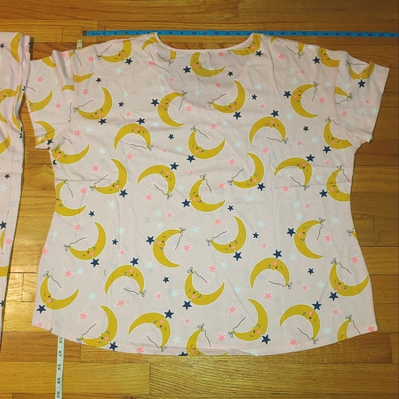 Pink Pajama Moon Set Cotton Short Sleeve V-Neck Shirt Capri Pants Sleepwear XXL - Picture 7 of 14